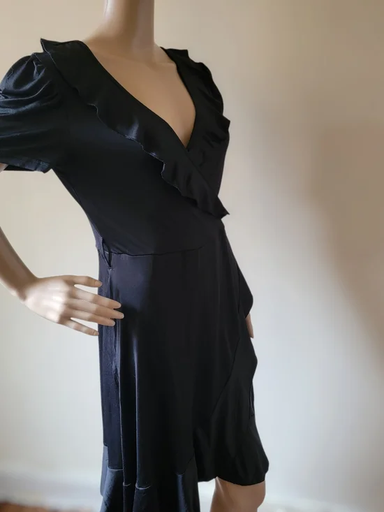 Black Ruffle Wrap-Style Dress - Picture 5 of 5